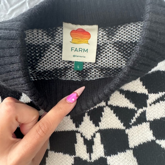 NWT Farm Rio Heart Deco Jacquard Balloon Sleeve Sweater Size L - Picture 2 of 10